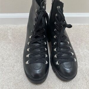 SCHUTZ Black Leather Ankle Boots
